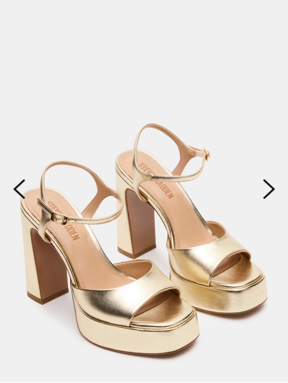 Steve Madden Gold Metallic Platform Block Heel Sandals